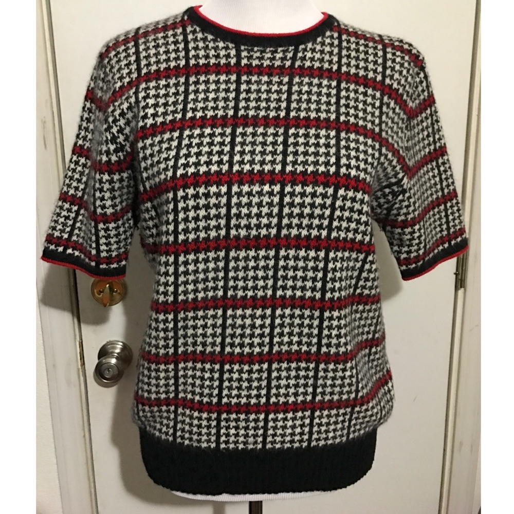 Vintage Evan Picone Plaid Wool Knit Top
